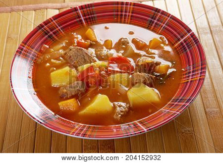 Traditional Bulgarian soup chorba.shurpa soup , close up meal