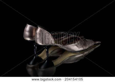 Portugal, June, 2017:Moda Jovem Classic Shoe. Moda Jovem, Portugal company. Isolated on Black. Product shots.