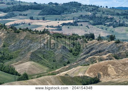 Summer landscape near Rivalta di Lesignano de Bagni (Parma Emilia-Romagna Italy) with the typical rocky inlets
