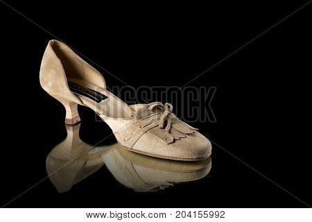 Portugal, June, 2017:Moda Jovem Classic Shoe. Moda Jovem, Portugal company. Isolated on Black. Product shots.