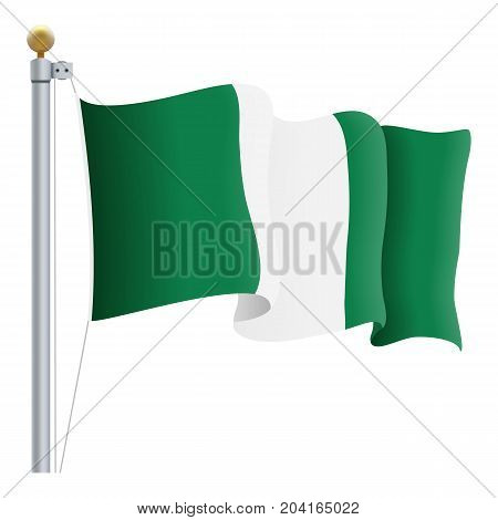Waving Nigeria Flag Isolated On A White Background. Vector Illustration. Official Colors And Proportion. Independence Day