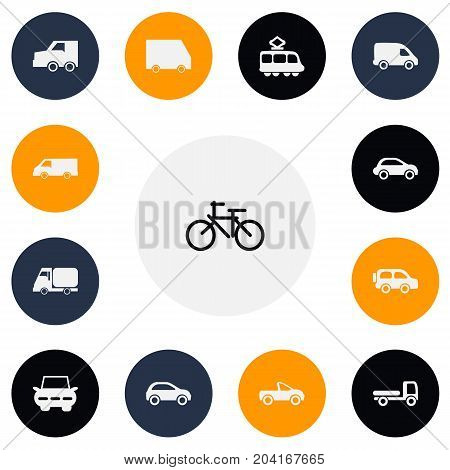 Set Of 13 Editable Transport Icons. Includes Symbols Such As Drophead Coupe, Van, Suv And More