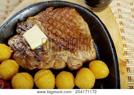 Japanese cuisine .Japanese pork Steak close up traditional meal