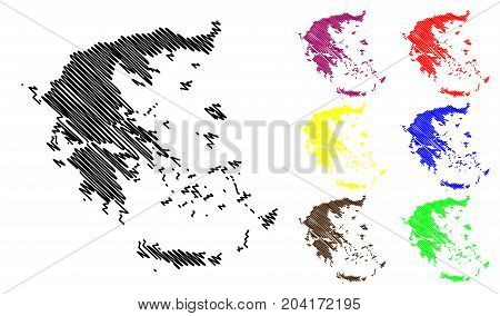 Greece map vector illustration , scribble sketch Greece map