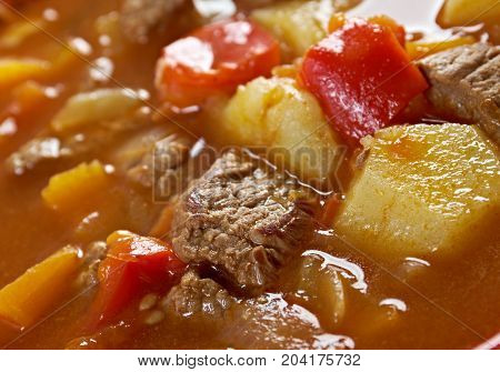 Traditional Bulgarian soup chorba.shurpa soup   close up meal