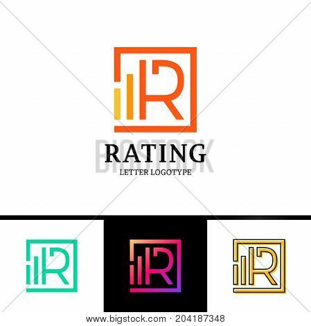 Letter R Logotype With Rate Top Line