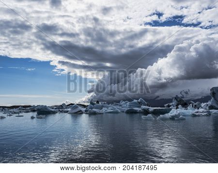 Icebergs in Jokulsarlon glacier lagoon on the south coast of Iceland