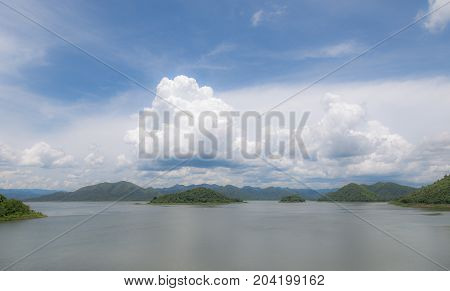 Landscape of Kangkrachan dam in Petchaburi province of Thailand famous place for travel
