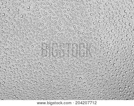 Bubble background. Raindrops on a windshield close up.