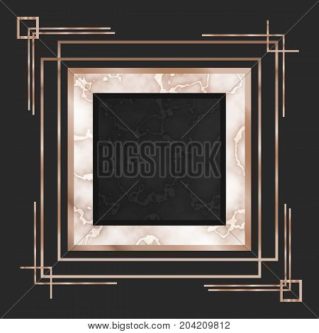 Vector marble pattern. Luxury gold, chic frame. Element design for textile, home decor, floor tile, poster, card.