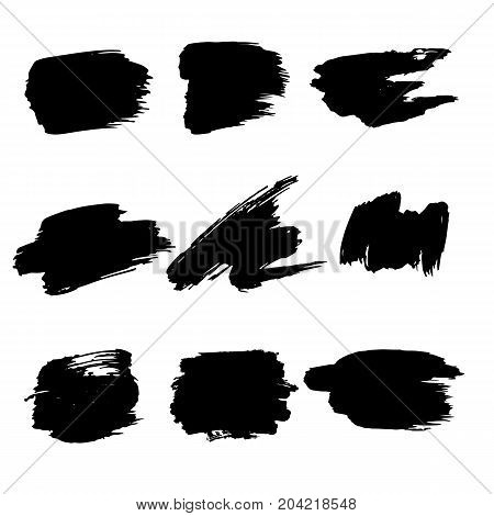 Hand Drawn Ink And Bruch Stroke Collection. Vector Blot Set