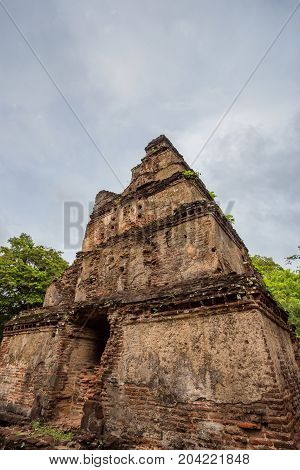 Satmahal Prasada is the seven storeyed edifice in Polonnaruwa ruins. Unesco world heritage on Sri Lanka.