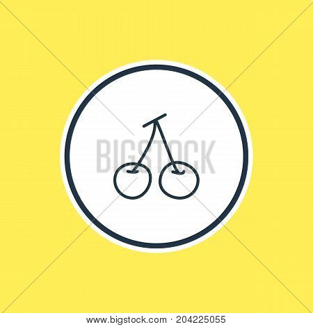 Beautiful Dessert Element Also Can Be Used As Morello Element.  Vector Illustration Of Cherry Outline.