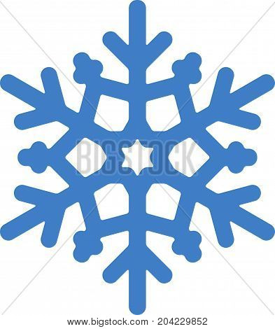 Blue Vector Snowflake. Simple Stylish Icon Design With Rounded Corner.
