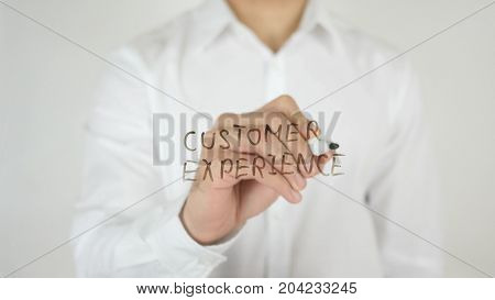Customer Experience, Written On Glass By Man In Studio