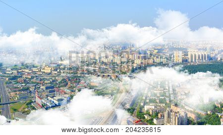 panorama of Moscow from the height of a skyscraper in Moscow-City