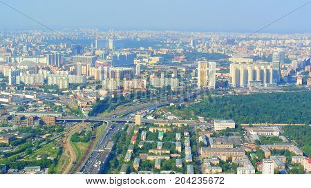 panorama of Moscow from the height of a skyscraper in Moscow-City