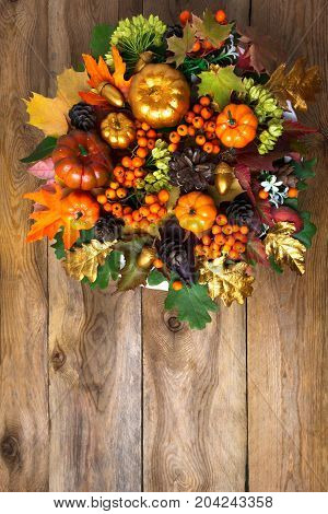 Thanksgiving Front Door Wreath With Fall Leaves