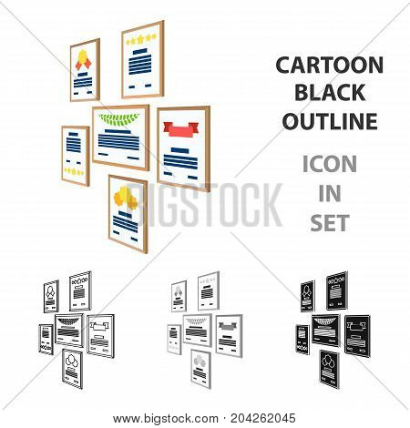 Certificate, diploma and license in a frame on the office wall. Office and interior single icon in cartoon style Isometric vector symbol stock illustration .