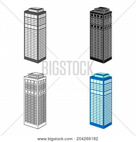 High-rise building of a skyscraper. Skyscraper single icon in cartoon style vector symbol stock illustration .