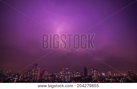 Lightening and thundering over Mumbai skies in monsoon