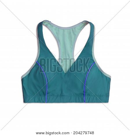 Teal Racer Back Sports Bra Isolated On White Background