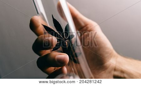 Glass Bongs For Smoking Weed Close-up Soft Focus. Smoking Accessories Marijuana