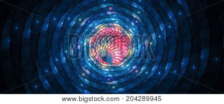 Colorful glowing stained-glass 8k widescreen computer generated abstract background 8k 3D rendering