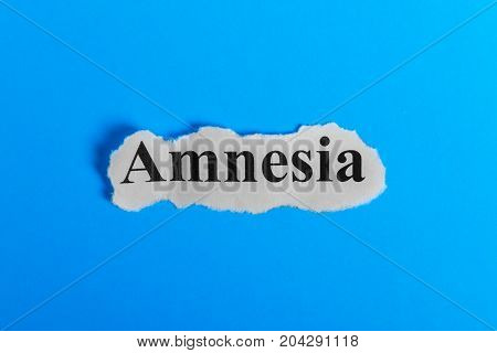 Amnesia text on paper. Word Amnesia on a piece of paper. Concept Image. Amnesia Syndrome