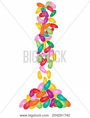 an illustration of a colorful pile of jellybean sweets on a white background