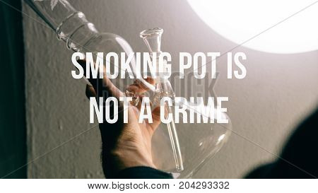 Glass Bongs For Smoking Pot Close-up Soft Focus.  Smoking Pot Is Not A Crime