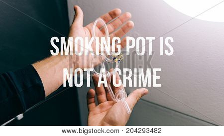 Glass Bongs For Smoking Pot Close-up Soft Focus.  Smoking Pot Is Not A Crime