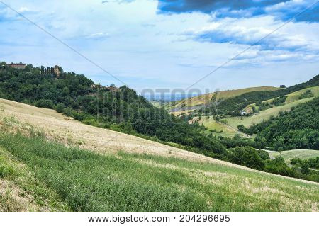 Summer landscape along the road from Maranello to Serramazzoni (Modena Emilia Romagna Italy) at summer