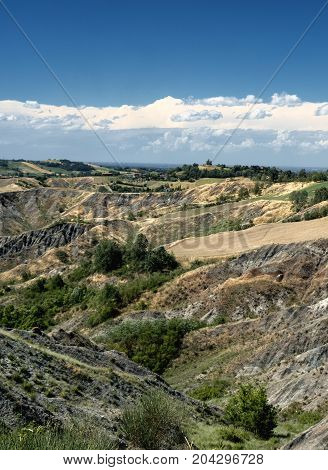 Summer landscape near Rivalta di Lesignano de Bagni (Parma Emilia-Romagna Italy) with the typical rocky inlets