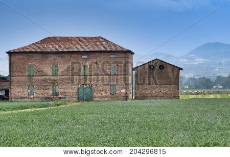 Rural landscape near Fidenza (Parma Emilia-Romagna Italy) at summer. Farm