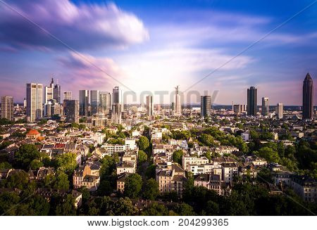 Frankfurt view from above one of modern city in Germany