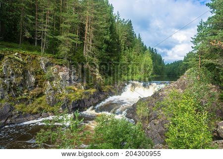 At The Waterfall Kivach, Karelia.