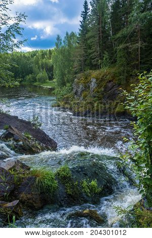 At The Waterfall Kivach, Karelia.