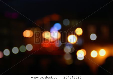 Anstract Blurred Photo Of Night City Lights
