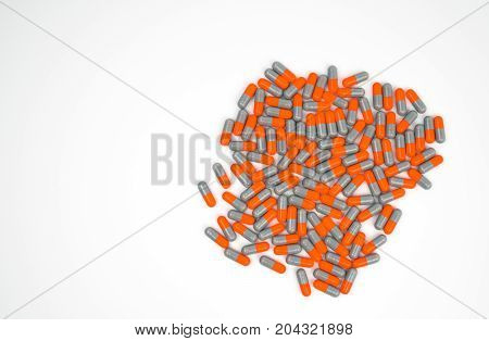 Colorful of antibiotic capsules pills isolated on white background drug resistance concept