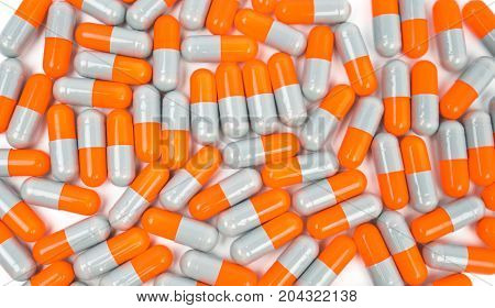Colorful of antibiotic capsules pills isolated on white background drug resistance concept