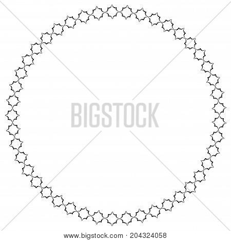 Decorative frame from circles. Round shape. Geometric pattern in black