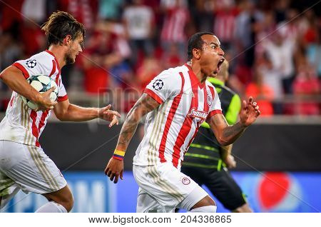 Uefa Champions League Game Between Olympiacos Vs Sporting Cp At Georgios Karaiskakis Stadium