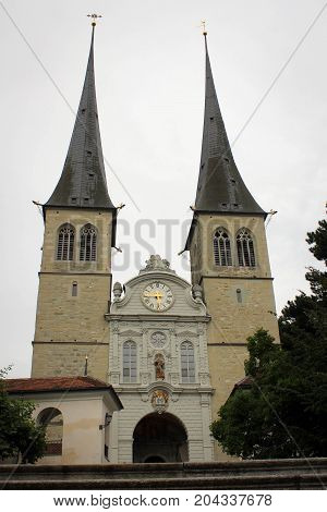 Saint Leodegar Church view, Lucerne City, Switzerland