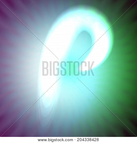 single light blue neon letter p. vector illustration