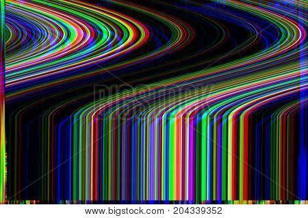 Glitch psychedelic background. Old TV screen error. Digital pixel noise abstract design. Broken pixels glitch. Television signal fail. Technical problem grunge wallpaper. Colorful noise rerto