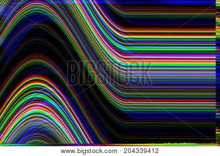 Glitch psychedelic background. Old TV screen error. Digital pixel noise abstract design. Broken pixels glitch. Television signal fail. Technical problem grunge wallpaper. Colorful noise rerto