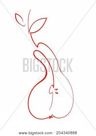 Pear. Symbolic vector line illustration. Isolated on white background.
