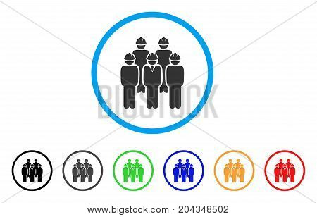 Developer Staff icon. Vector illustration style is a flat iconic developer staff grey rounded symbol inside light blue circle with black, gray, green, blue, red, orange color additional versions.