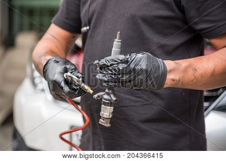 Cleaning Fuel Injection And Air Flow Car Engine